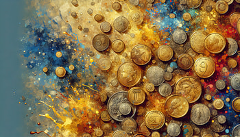 Vibrant Coin Splendor, coin, Abstract, gold, texture, colorful HD wallpaper