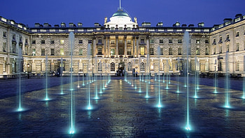 fantastic fountain, cobblestones, building, lights, fountain HD wallpaper