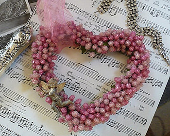 Music from the heart, musical notes, design, music, flowers, garland HD wallpaper