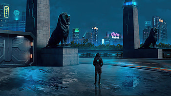 Egypt 2077, alone, hoodie, cyberpunk, scifi, artist, artwork, digital-art, deviantart HD wallpaper