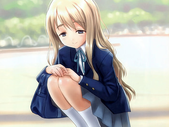 Kotobuki Tsumugi, skirt, goto p, blonde, seifuku, uniform, cute, kawai, kotobuki, girl, anime, school, tsumugi, hair, k-on HD wallpaper