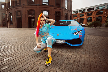 Redhead Girl Lamborghini , redhead, girls, model, lamborghini HD wallpaper