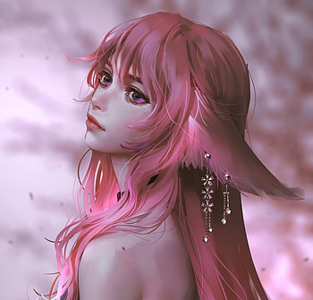 Fox girl, pink, art, ears, nixeu, face, fantast, girl, fox, frumusete HD wallpaper