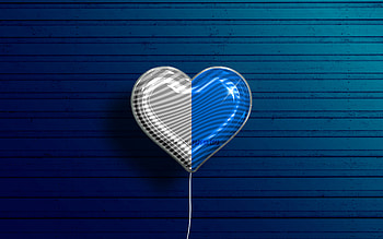 I Love Brescia, , realistic balloons, blue wooden background, Day of Brescia, Italian cities, flag of Brescia, Italy, balloon with flag, Brescia flag, Brescia HD wallpaper