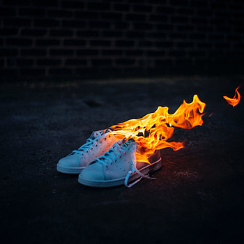 Fire, Flame, Miscellanea, Miscellaneous, Sneakers HD phone wallpaper