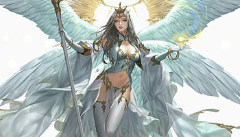 Angel, girl, daeho cha, fantasy, wings HD wallpaper