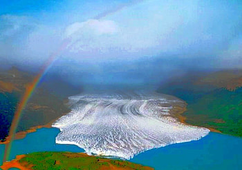Frozen River, river, frozen, rainbow HD wallpaper