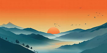 Minimalist, morning, minimalism, minimalist, sunrise, birds, artist, artwork, digital-art HD wallpaper