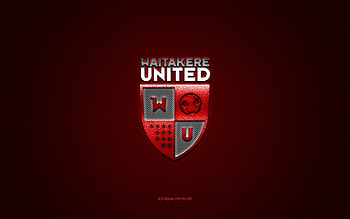Waitakere United, New Zealand football club, white logo, red carbon fiber background, New Zealand National League, football, Waitakere, New Zealand, Waitakere United logo HD wallpaper