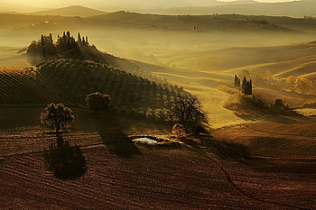 Foggy Tuscany Landscape, Fog, Fields, Nature, Landscapes, Italy, Tuscany HD wallpaper