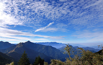 Nature, Sky, Mountains, Clouds, Freshness, View, Herbs, Herbage, dom, Ease, Azure, From Below HD wallpaper