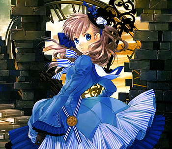 Blue dress, cute, beautiful, anime girl HD wallpaper