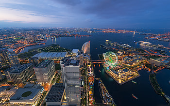 Yokohama, aerial, city, japan HD wallpaper