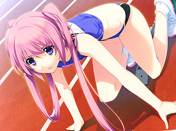Im ready!!!, ready, shoes, blue eyes, pink hair, long hair, runner, sport, twin tails, sweat HD wallpaper