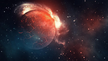 planet, explosion, cracks, stars, universe Full Background HD wallpaper