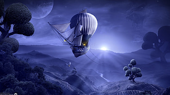 Moonlight Cruise, moonlight, creative, graphics HD wallpaper