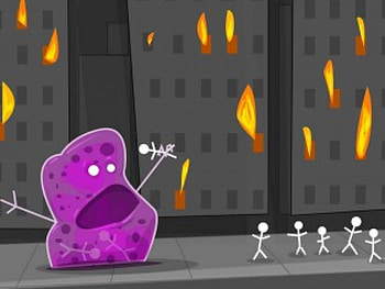 Destruction of the Stick Men, eat, run, destroying, destroy, fire, stickmen HD wallpaper