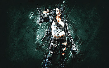 Rebel, Terminator, grunge art, Terminator characters, Rebel Terminator, blue stone background, Rebel art HD wallpaper