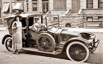 old vintage, dog, girl, car, man HD wallpaper