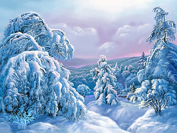 Winter mountain, winter, frost, slopes, frozen, deep, beautiful, nice, mountain, painting, pretty, snow, clouds, trees, sky, lovely, forest HD wallpaper