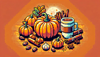 Autumn Harvest Pixel Art, pumpkin spice, pumpkin, Autumn, coffee, cinnamon HD wallpaper