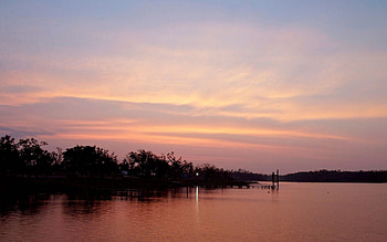 Nature, Rivers, Sunset, Grass, Sky HD wallpaper