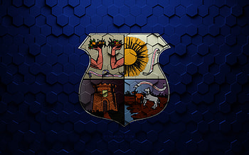 Flag of Belem, honeycomb art, Belem hexagons flag, Belem, 3d hexagons art, Belem flag HD wallpaper