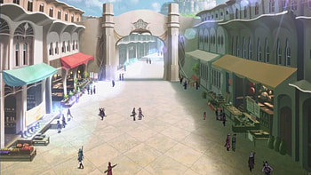 SAO: Aarun, town, beauty, nice, sword art online, scenery, scenic, sweet, scene, city, house, landscape, beautiful, people, sao, anime, pretty, building, lovely, home HD wallpaper