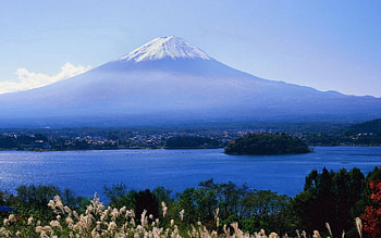 Nature, Water, Grass, Clouds, City, Vertex, Top, Coast, Volcano HD wallpaper