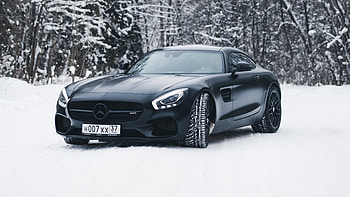 Black Mercedes Amg Gt In Snow , mercedes-amg, mercedes-benz, mercedes, cars, 2018-cars, snow HD wallpaper