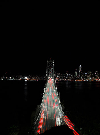 Night, City, Lights, Dark, Bridge HD phone wallpaper