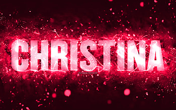Happy Birtay Christina, , pink neon lights, Christina name, creative, Christina Happy Birtay, Christina Birtay, popular american female names, with Christina name, Christina HD wallpaper