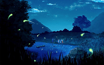 Naruto, night, scenery, shippuuden, firefly, anime HD wallpaper