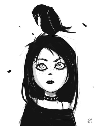 Goth girl sketch, Cute goth girl, Artistic illustration, Unique style HD phone wallpaper