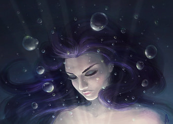 Art, Bubbles, Girl, Hair, Face, Under Water, Underwater HD wallpaper