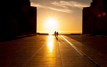 Landscape, People, Sunset, Sun HD wallpaper