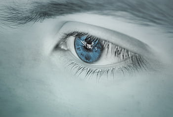 Detailed close-up of a blue eye showing a reflection, emphasizing uniqueness. HD wallpaper