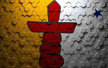 Flag of Nunavut, honeycomb art, Nunavut hexagons flag, Nunavut, 3d hexagons art, Nunavut flag HD wallpaper