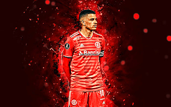 Taison, , 2021, Internacional FC, brazilian footballers, Taison Barcellos Freda, soccer, SC Internacional, Brazilian Serie A, football, red neon lights, Taison Internacional, Taison HD wallpaper