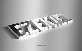 Ezekiel, silver 3d art, gray background, with names, Ezekiel name, Ezekiel greeting card, 3d art, with Ezekiel name HD wallpaper