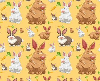 Pattern, bunny, carrot, iepuras, yellow, easter, orange, rabbit, texture HD wallpaper