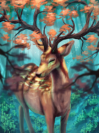 Art, Branches, Deer, Horns HD phone wallpaper