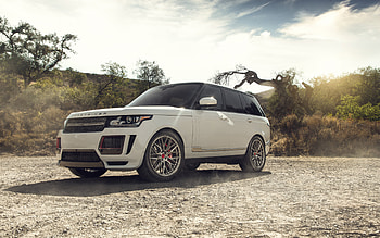 Land Rover Range Rover Vogue, , front view, exterior, rims, Vorsteiner V-FF 107 R22, white Range Rover Vogue, British cars, Land Rover HD wallpaper