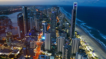 Cities, Architecture, Building, Lights, Coast, Night City HD wallpaper