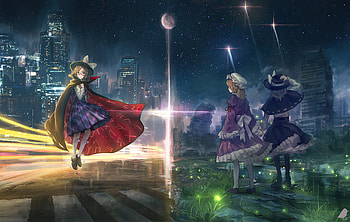 Maribel Hearn Renko Usami Sumireko Usami , anime-girl, anime, artist, artwork, digital-art HD wallpaper