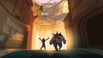 Junkrat and Roadhog, Interactive comic, background, Explosive duo HD wallpaper