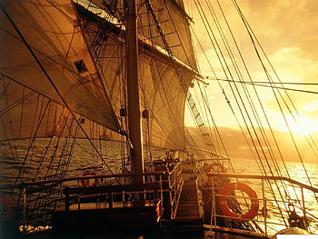 Landscape, Water, Sunset, Ships, Sea HD wallpaper