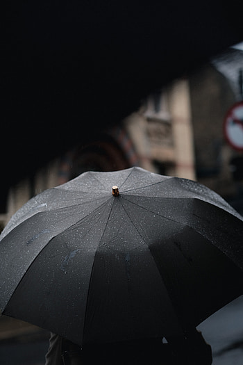 Black umbrella, rain, texture HD phone wallpaper