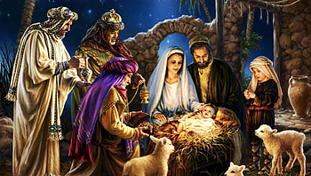 Christmas Village at Moher Hill Open Farm, artwork, painting, nativity, kings, lambs, mary, joseph, child HD wallpaper