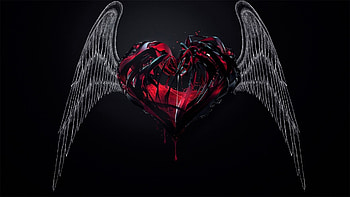 Heart With Wings, , Vibrant background, Heart illustration HD wallpaper